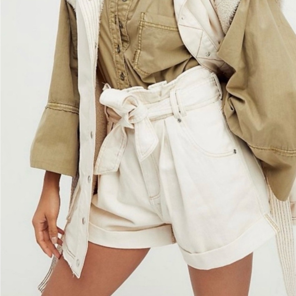 Free People We the Free Nova Denim Paperbag Shorts